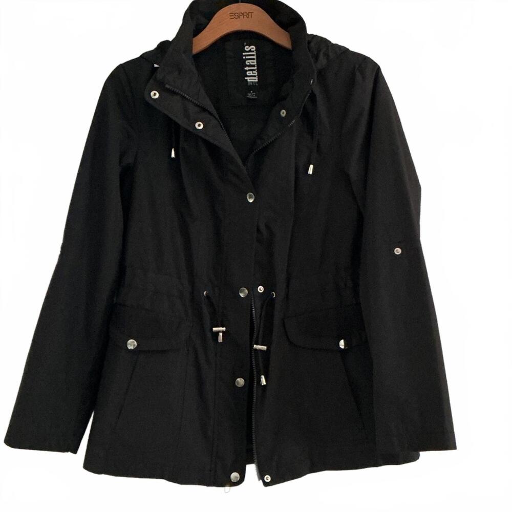 INTL d.e.t.a.i.l.s  Women's Black Utility Jacket, ZIP UP with Hood